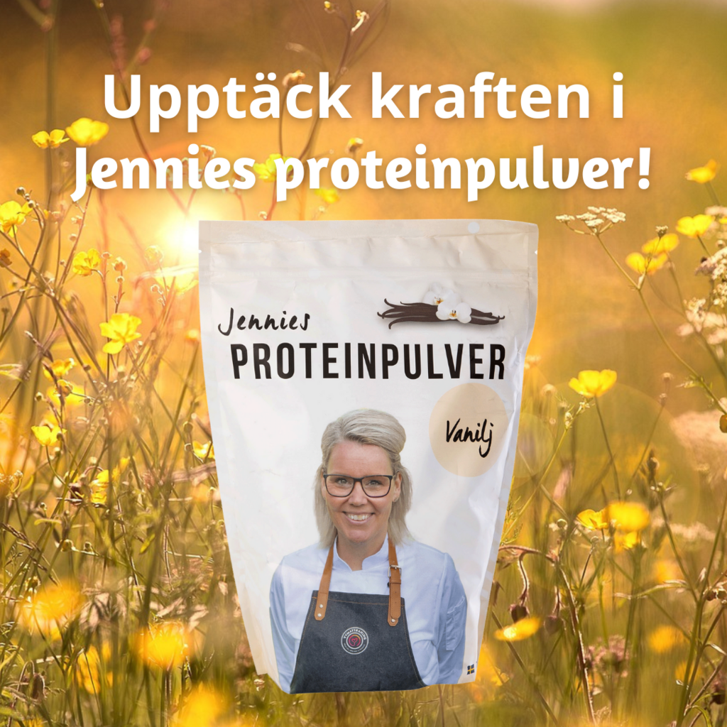 Upptäck kraften i Jennie Kårebloms proteinpulver.