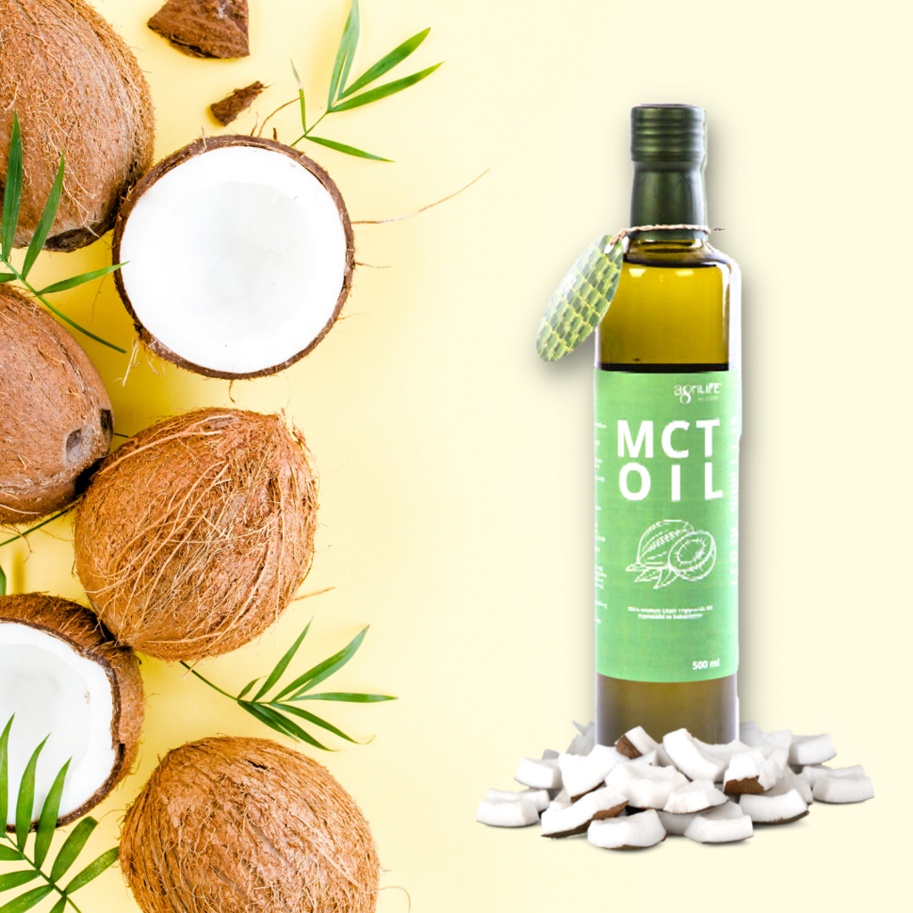 Agri Life MCT-olja av hög kvalitet. Framställd av 100% kokosnötter.